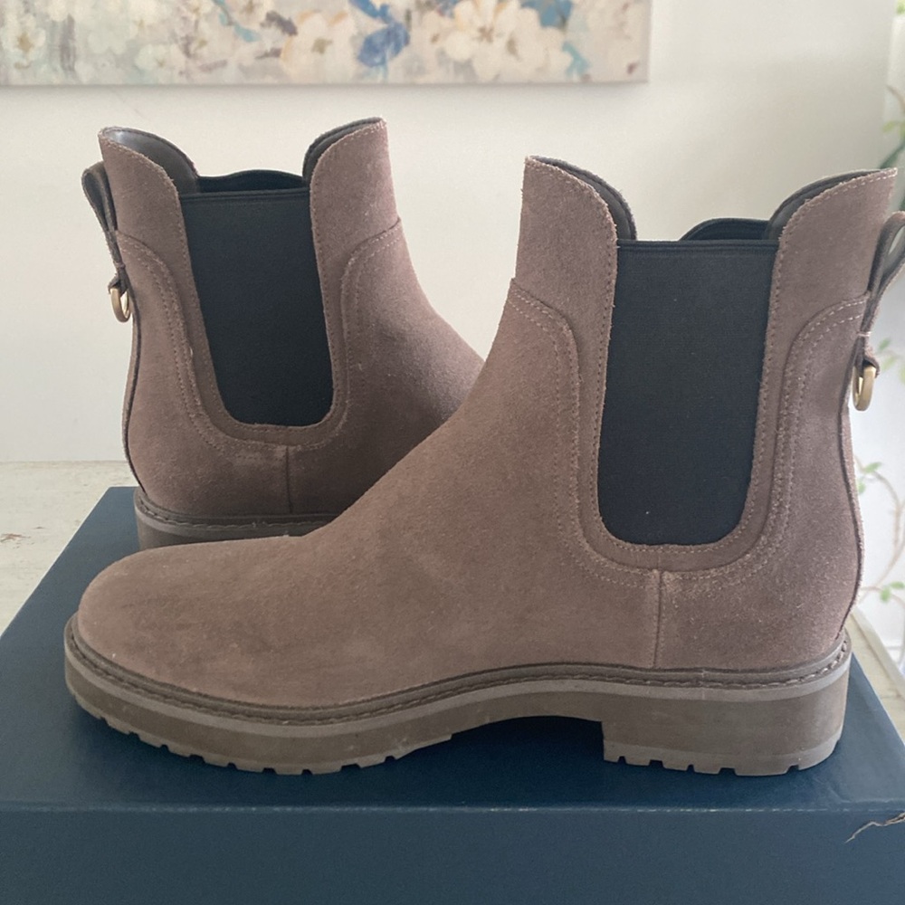Cole Haan Taupe Suede Chelsea Ankle Boots - Picture 4 of 12